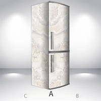 Наклейки на холодильник виниловая, текстура под мрамор, 180х60 см - Лицевая+Левая(А), с ламинацией