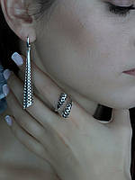 Срібний комплект прикрас «Сяйво елегантності» з родієвим покриттям