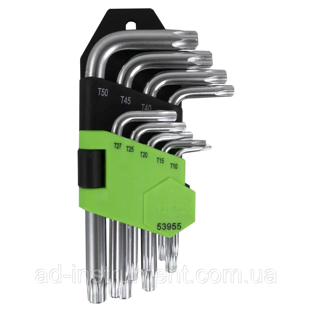 Haбіp Г-подібних ключів TORX T10-T50, 9 од. 53955 JBM