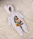 Теплий комплект для новонароджених, комбінезон + конверт спальник з принтом Зайчик, фото 3