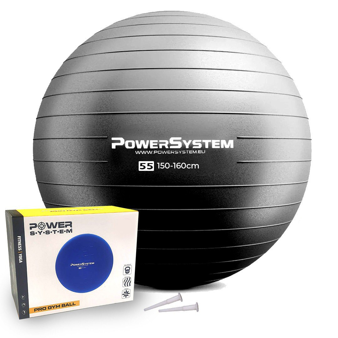 М'яч для фітнесу (фітбол) Power System PS-4011 Ø55 cm PRO Gymball Black, фото 1