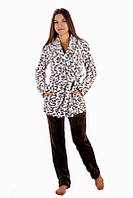 Комплект махровий халат и штани женская пижама 42, леопард