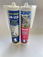 Шпаклевки набор для швов и трещин SEMIN FIBRELASTIC310мл (стартовая) и SEMIN SEM LIGHT (Финиш) в тюбиках.