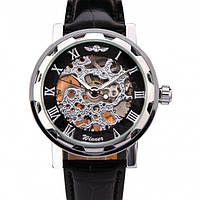 Механические наручные часы для мужчин черные Winner Black BuyIT Механічний наручний годинник для чоловіків