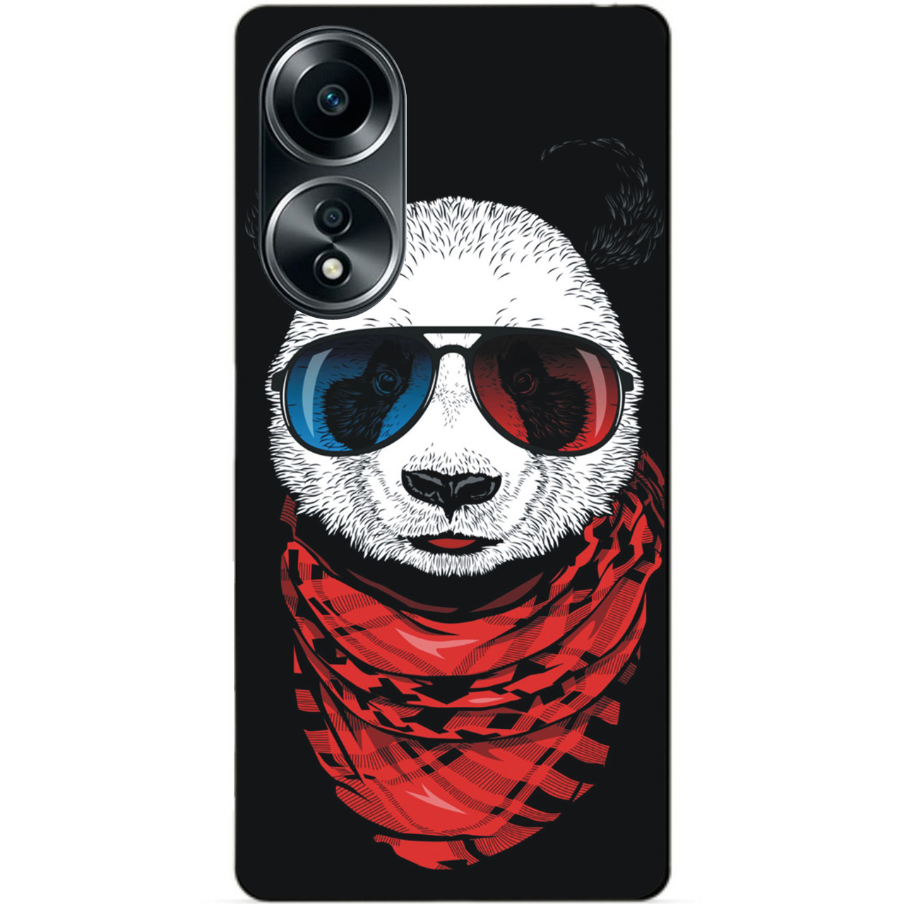 Силіконовий бампер чохол для Oppo A58 з малюнком Панда в окулярах