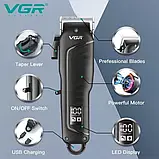 Машинка для стриження волосся акумуляторна з дисплеєм VGR V-683 10 Вт 4 насадки 0.8-12 мм, фото 3