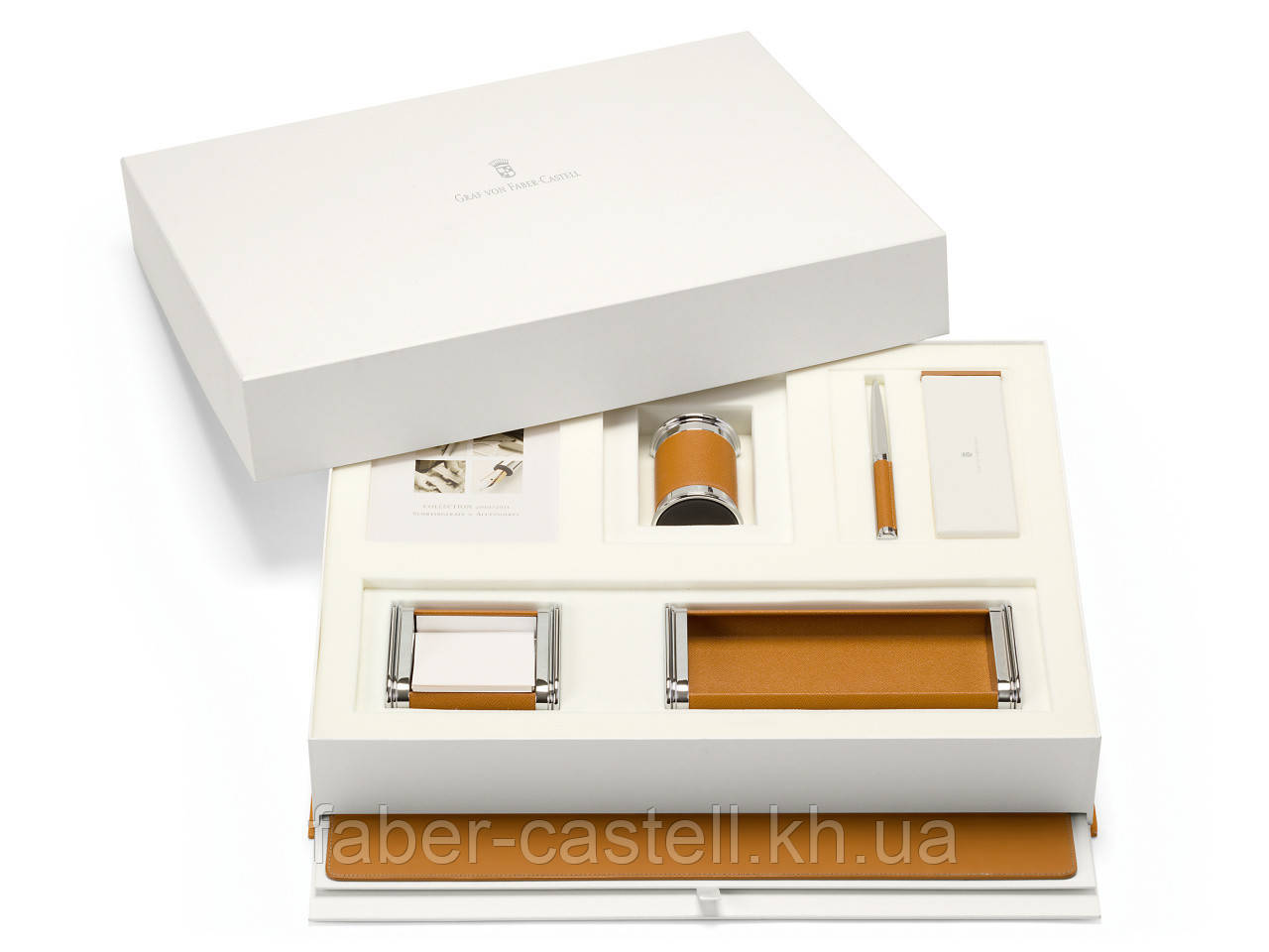 Набір настільних аксесуарів Graf von Faber-Castell Set desk accessories Epsom Cognac, колір кон'ячний, 118576