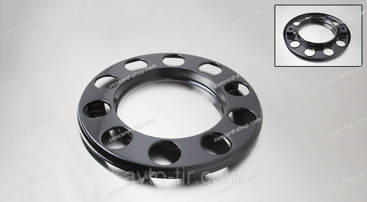 Ковпак колеса передній 22,5" корона 10 отворів, універсальний, чорний, відкритий, фото 1