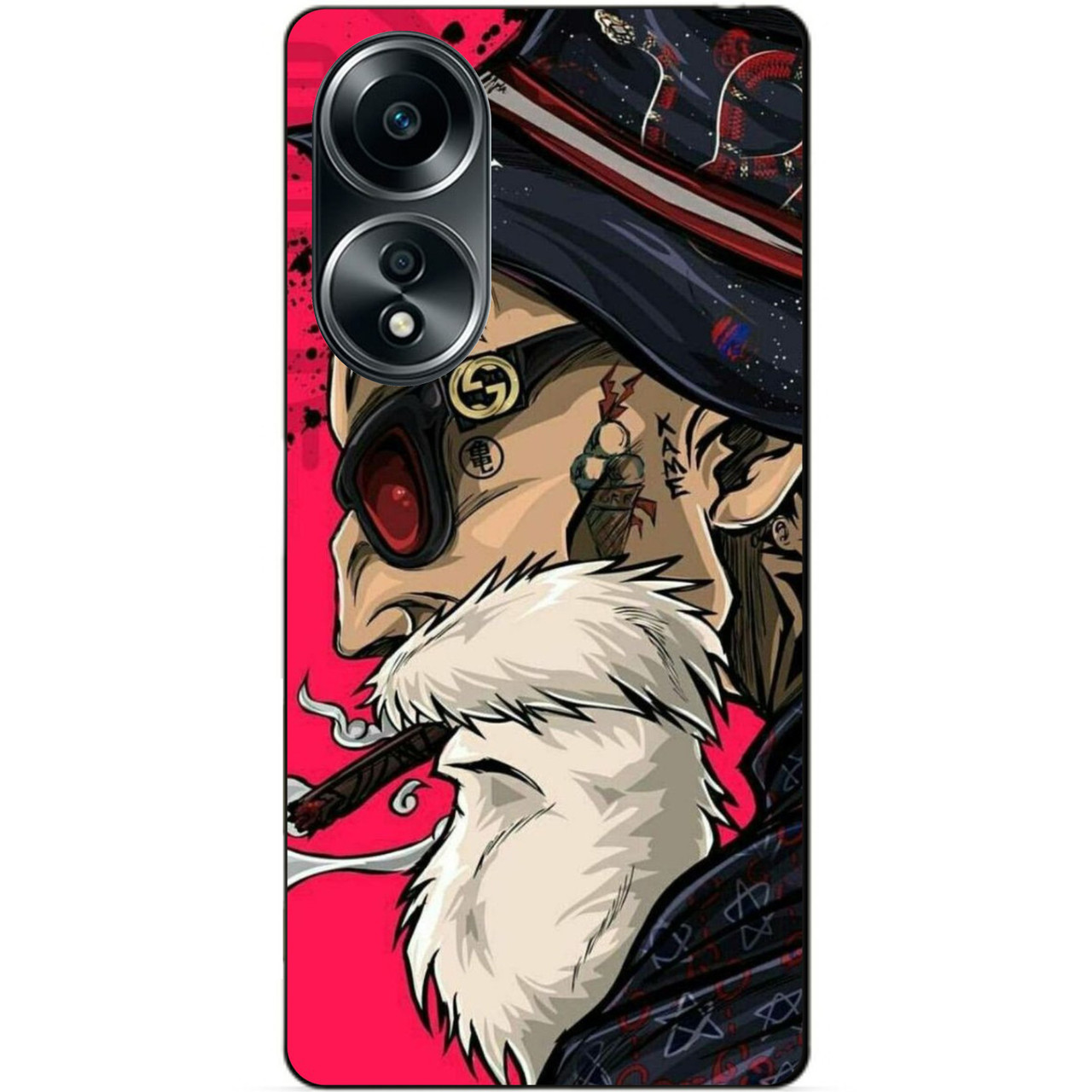 Силіконовий бампер чохол для Oppo A58 з малюнком Дід Хіпстер