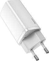 Сетевое зарядное устройство Baseus GaN 2 Lite Quick Charger 65W Type C+USB White (CCGAN2L-B02)