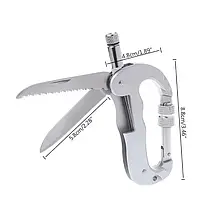 Тактичний Ніж Traveler Кемпінг, Альпінський Карабін, Крюк, LED ліхтарик, 8,8 см, фото 5