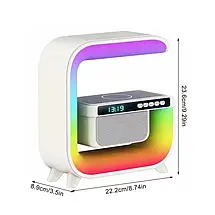 Нічник акумуляторний RGB G 3 з бездротовою зарядкою 15W і Bluetooth колонкою 3W Smart Light Sound Machine, фото 5