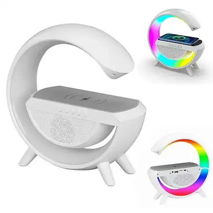 Настільна смарт-лампа нічник з Bluetooth колонкою й бездротовою зарядкою для телефона RGB LIGHT ВТ-2301, фото 1