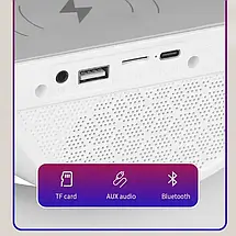 Настільна смарт-лампа нічник з Bluetooth колонкою й бездротовою зарядкою для телефона RGB LIGHT ВТ-2301, фото 4