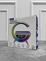 Настільна смарт-лампа-нічник RGB G-Smart BT-3401 3в1 (бездротова зарядка, Bluetooth колонка, годинник), фото 4