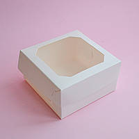 Коробка для сладостей 13х13х7 см. (біла, з віконцем)