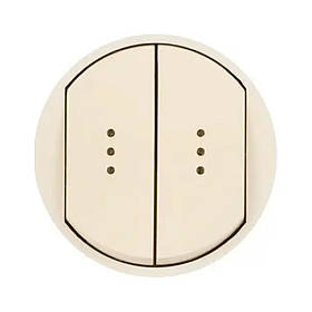 Лицевва панель вимикача Legrand Céliane двоклавішний з підсвічуванням слонова кістка 066211