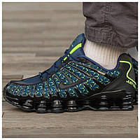 Мужские кроссовки Nike Shox TL Just Do It Black Blue Green, синие кроссовки найк шокс тл джаст ду ит