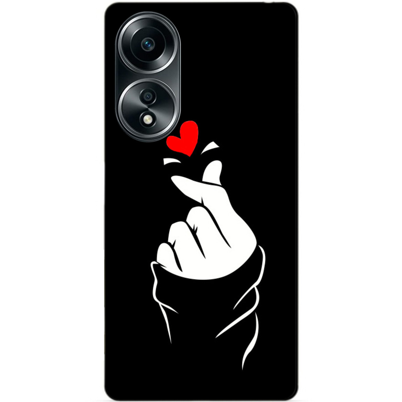 Силіконовий бампер чохол для Oppo A58 з малюнком Знак Любові Серце пальцями