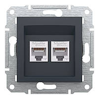 Розетка 2-я компьютерная Schneider Electric Asfora RJ45 UTP cat 6 антрацит EPH4800171