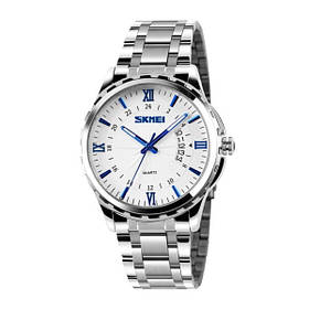 Годинник наручний Skmei 9069 Original (Silver — Blue, 9069SIBU) | Чоловічий наручний годинник