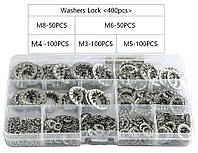 Набор Шайб Стопорных Зубчатых M3 M4 M5 M6 M8 - 400 шт Нержавейка 304 DIN 6797J Spec (SP-0685400)