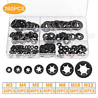 Набір Шайб Стопорних Осьових M3 M4 M5 M6 M8 M10 M12 - 260 шт Spec (SP-0686260)