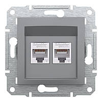 Розетка 2-я компьютерная Schneider Electric Asfora RJ45 UTP cat 6 сталь EPH4800162