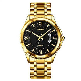 Годинник наручний Skmei 9069 Original (Gold — Black, 9069GDBK) | Чоловічий наручний годинник