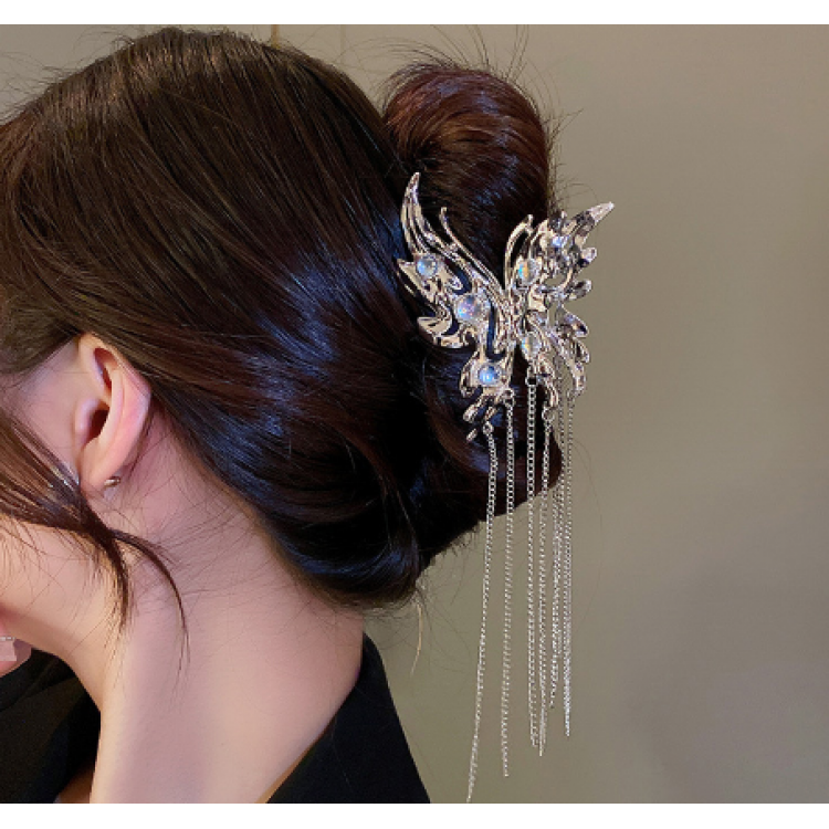 Крабик для волос со стразами "Magic Butterfly", серебро, 20х6 см (ID ...