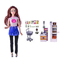 Кукла типа Барби игра в супермаркет с тележкой кассой и продуктами для девочек от 3 лет