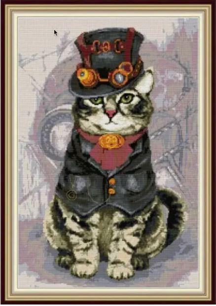 Набір для вишивання за нанесеною на канву схемою "Mighty cat ". AIDA 14CT printed, 38*53 см