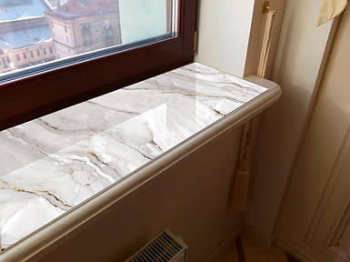 Покриття для підвіконня, м’яке скло з фотодруком під мармур, 1,2 мм (350х1000)