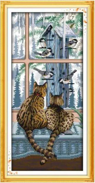 Набір для вишивання за нанесеною на канву схемою "Look at each other". AIDA 14CT printed, 29*55 см