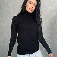 Базовий жіночий чорний гольф водолазка під горло кашеміровий трикотажний розмір 42-46