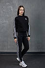 Жіночий зимовий спортивний костюм Adidas хакі з лампасами без капюшона Комплект Адідас на флісі, фото 8