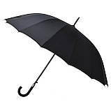 Класична чорна однотонна парасолька-тростина Semi Line Black велика міцна напівавтомат сімейна 116 см MS, фото 2