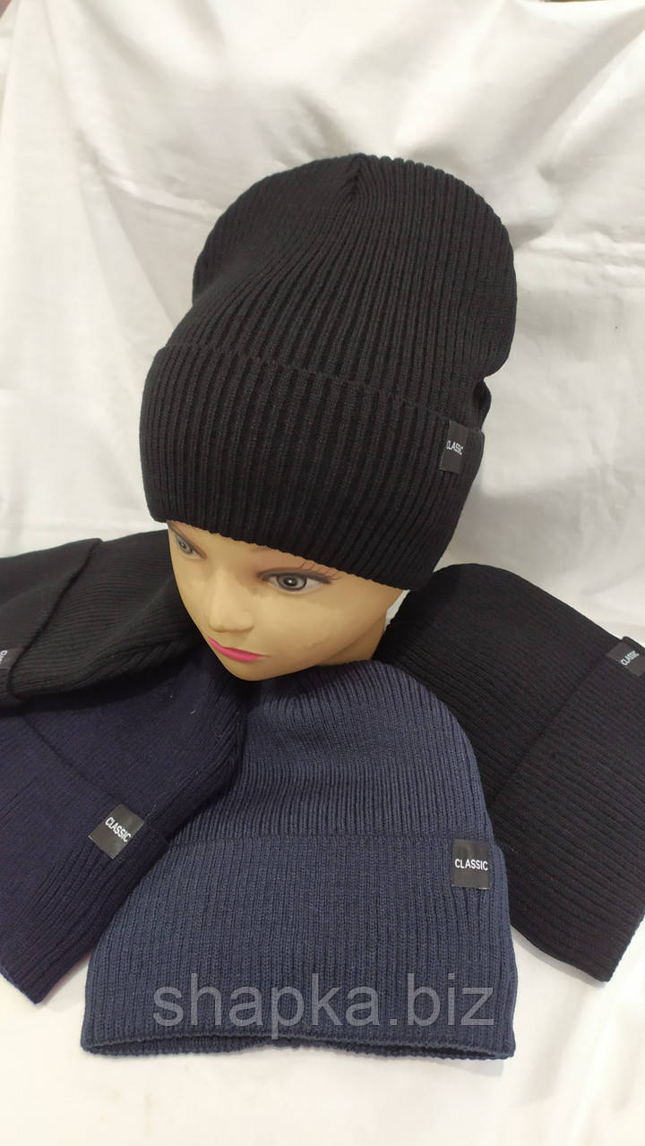 Шапка підліткова в'язана, на флісі, фото 1