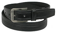Мужской кожаный ремень под брюки Skipper 1052-35 черный 3,5 см Toyvoo Чоловічий шкіряний ремінь під штани