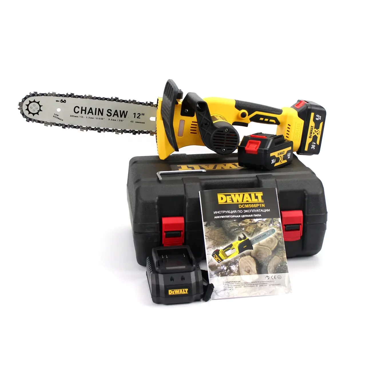 Акумуляторна ланцюгова пилка DeWalt DCM566P1N (36V 6.0Ah), з автоматичним мастилом ланцюга