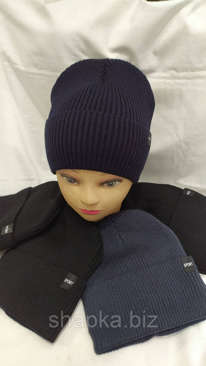 Шапка підліткова в'язана, на флісі, фото 1
