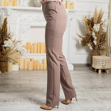 Штани жіночі повномірні "Кріс" із костюмної тканини бежевого кольору розміри 62, 64, 66., фото 4