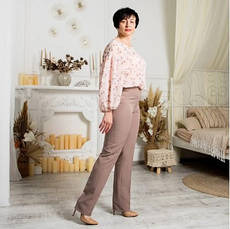 Штани жіночі повномірні "Кріс" із костюмної тканини бежевого кольору розміри 62, 64, 66., фото 5