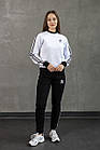 Жіночий зимовий спортивний костюм Adidas хакі з лампасами без капюшона Комплект Адідас на флісі, фото 9