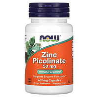 NOW Foods, Zinc Picolinate, Цинк Піколінат, 50 мг, 60 рослинних капсул