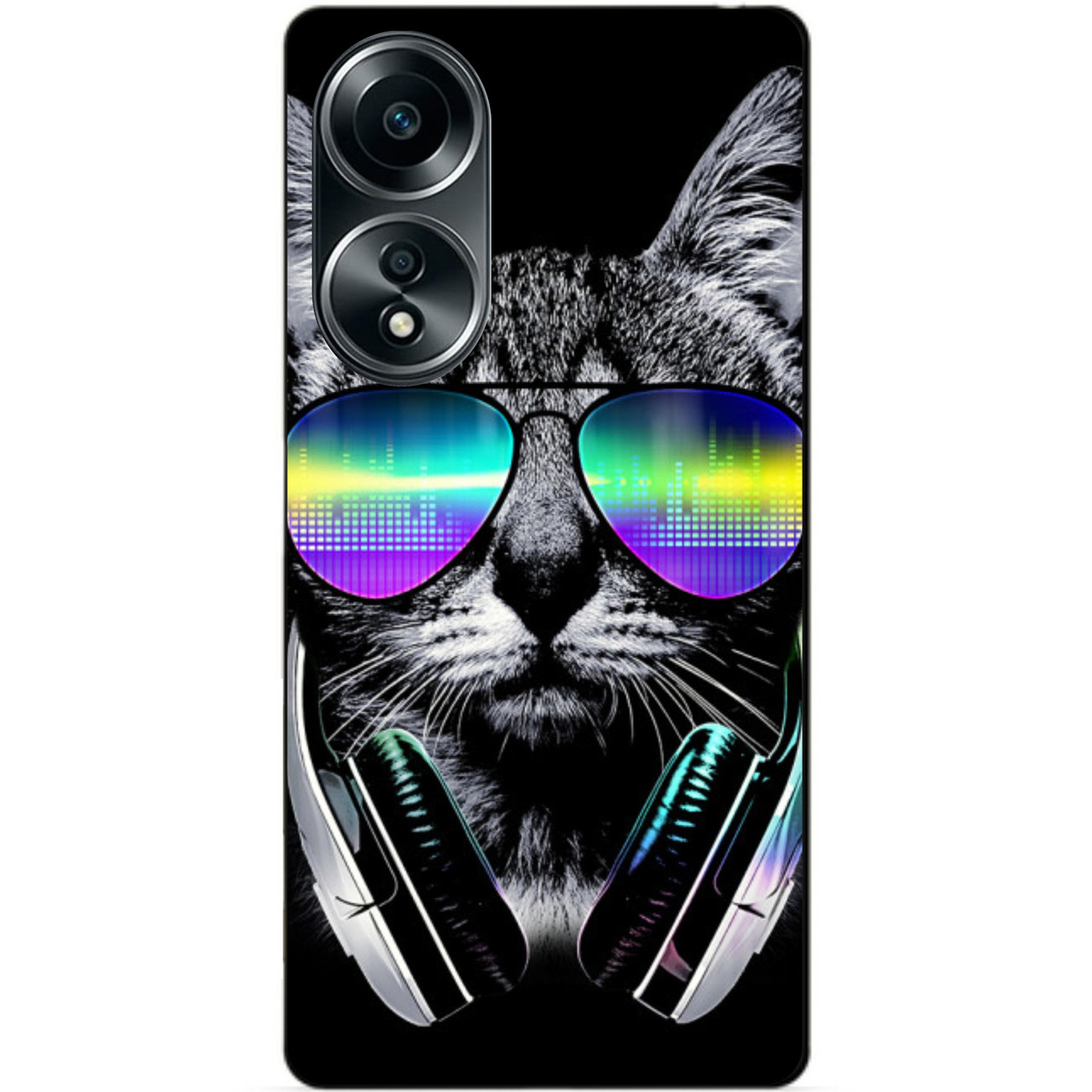 Силіконовий бампер чохол для Oppo A58 з малюнком Музичний Кіт