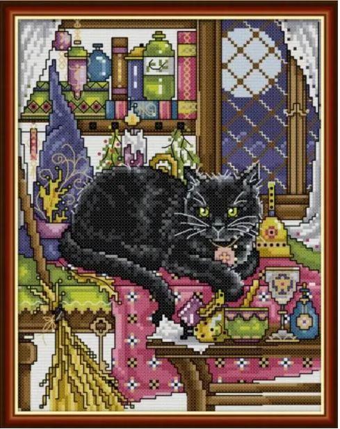 Набір для вишивання за нанесеною на канву схемою "Black Cat". AIDA 14CT printed, 22*30 см