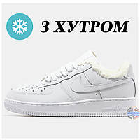 Мужские / женские зимние кроссовки Nike Air Force 1 Low Winter Fur Мех, унисекс белые кожаные найк аир форс 1