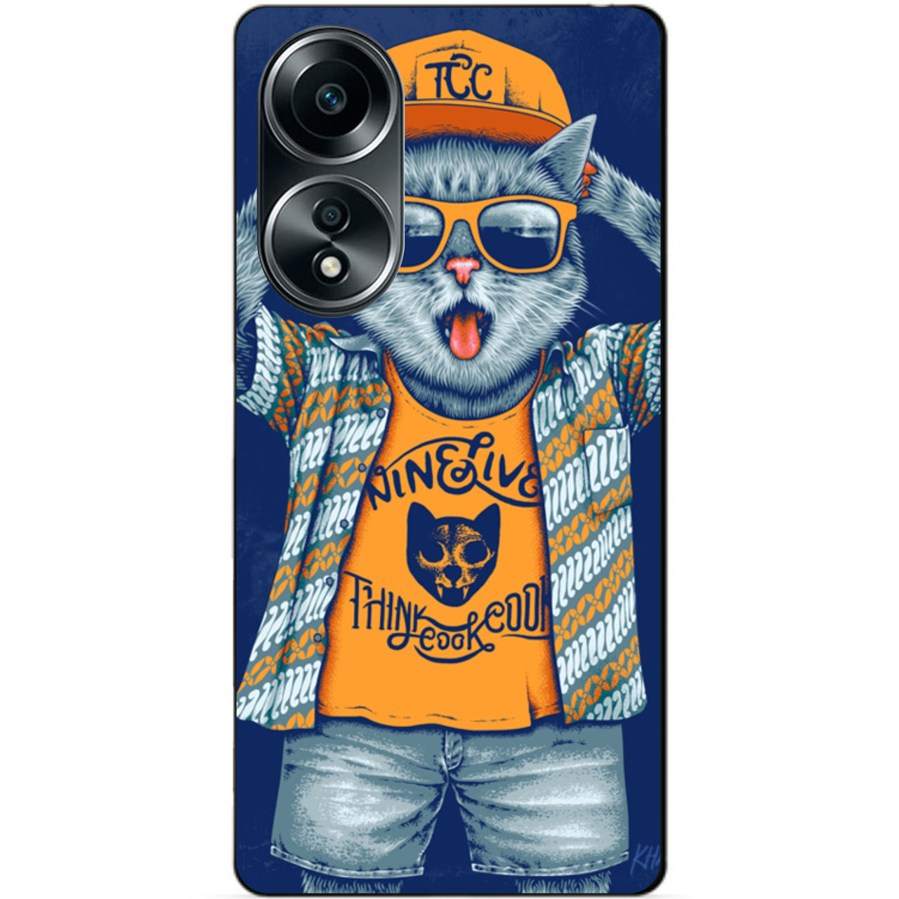 Силіконовий бампер чохол для Oppo A58 з малюнком Кіт у Кепці