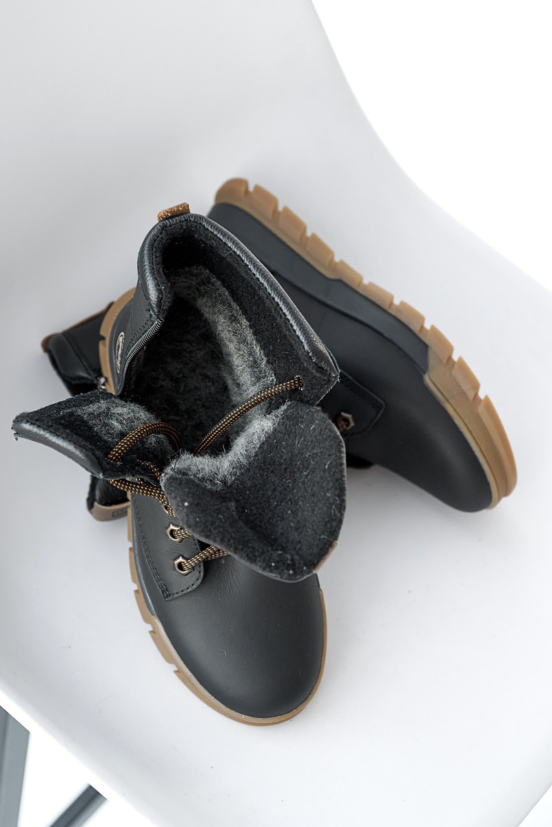 Підліткові черевики шкіряні зимові чорні-бежеві Nivas П 4 - фото 4 - id-p1985016170